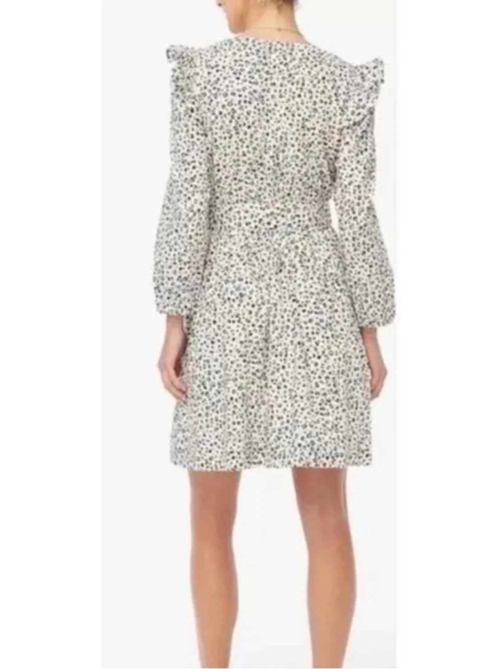 NWT J. CREW | Lightweight Animal Print Ruffle‎ Puff Sleeve Mini Dress Sz. Large